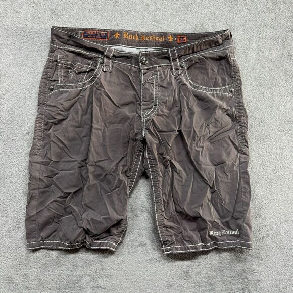 Rock Revival Shorts Mens Gray Measured 39x12‎ Embroidered Logo - Picture 1 of 8